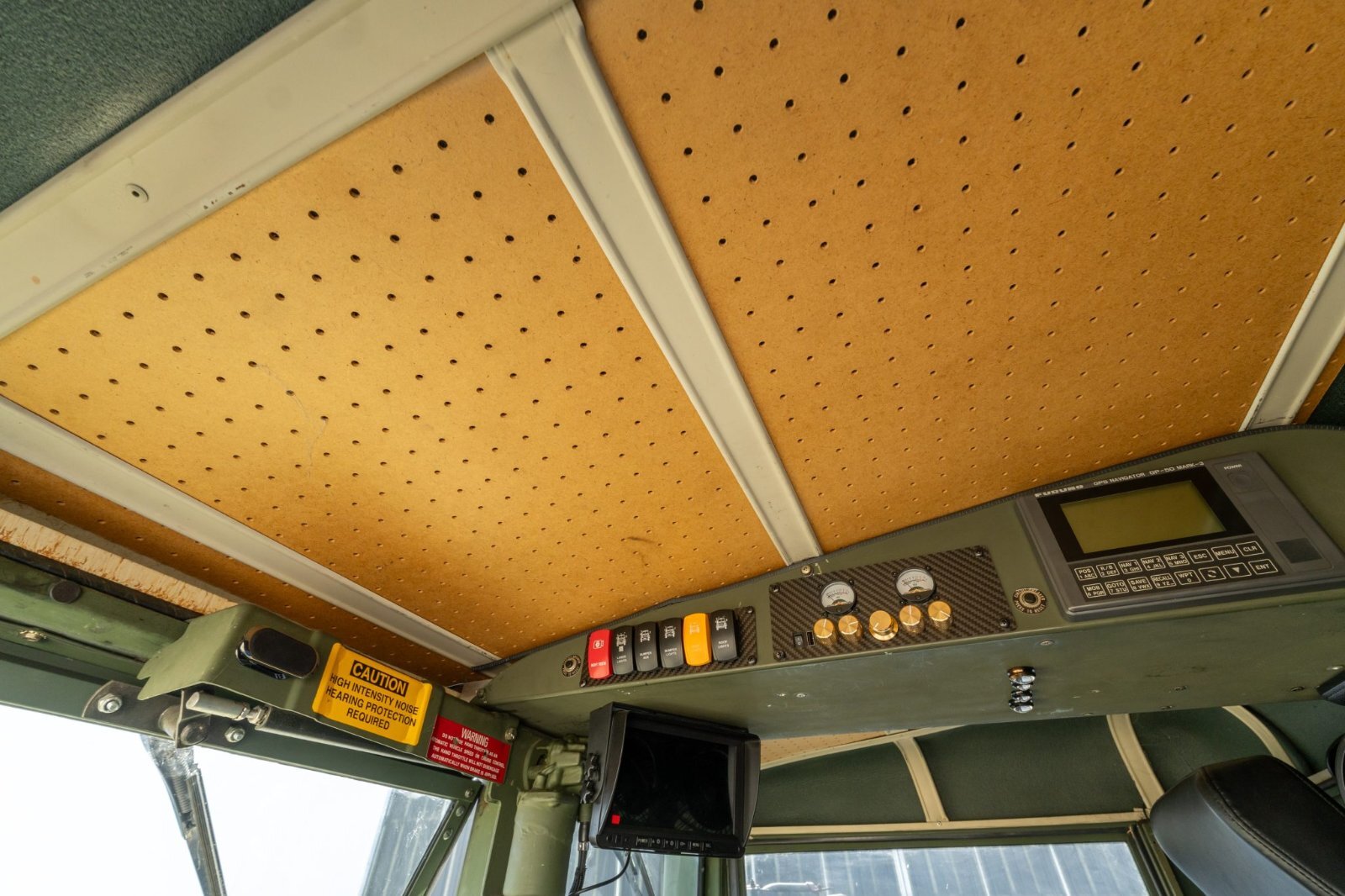 M35A3 cab interior with custom overhead console and touchscreen