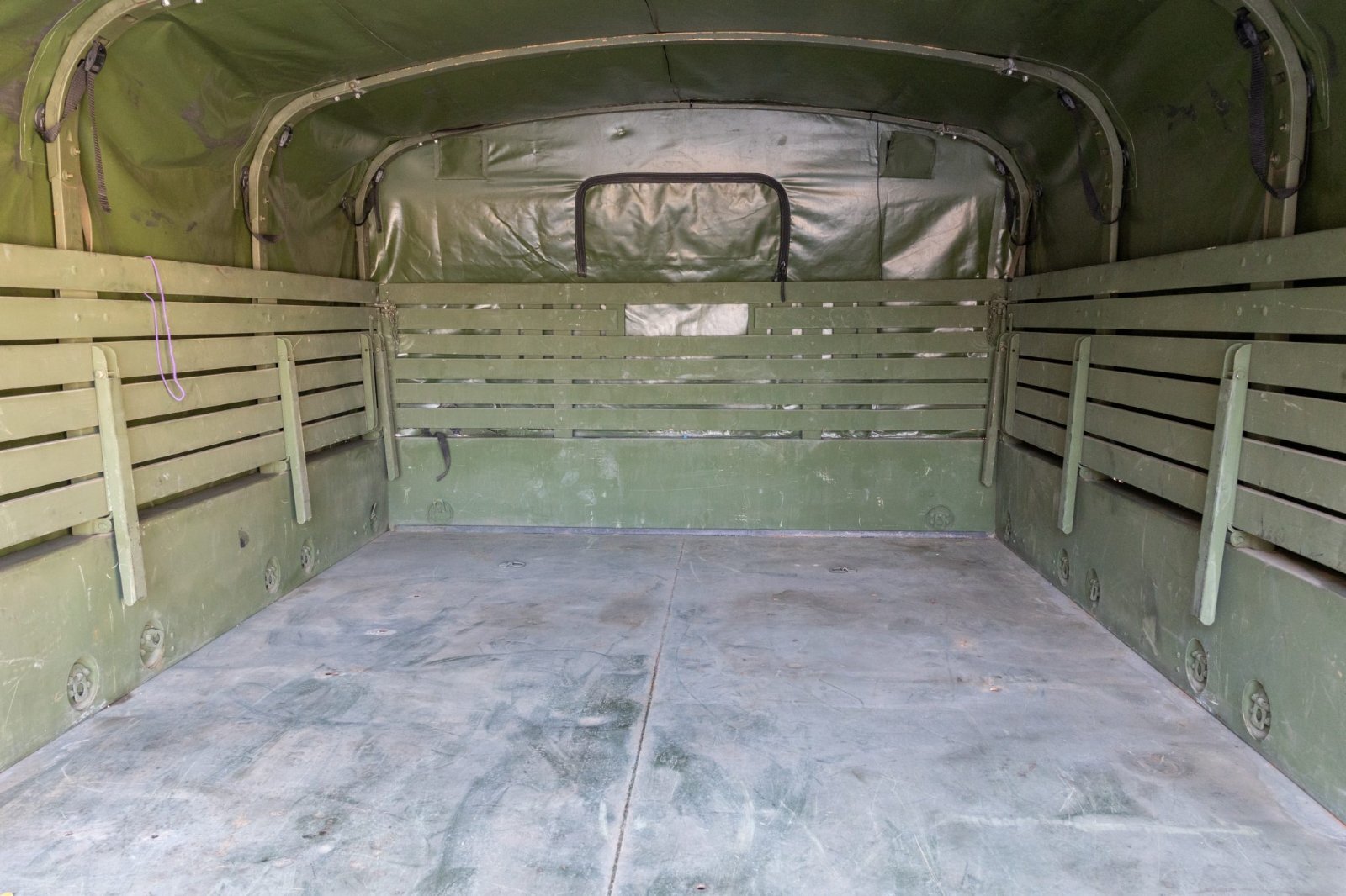 M35A3 drop-side cargo bed with canvas cover